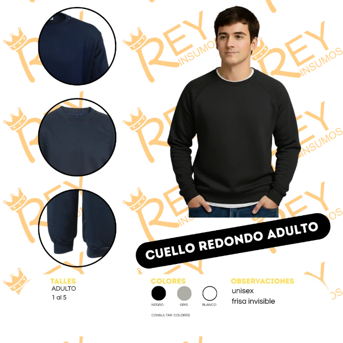 [BCCAA] Buzo Cuello Redondo Frisa Invisible Adulto