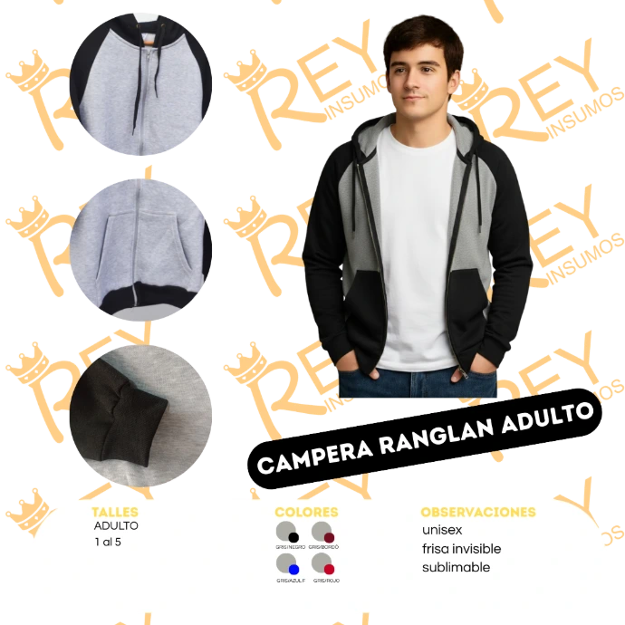 [BBBAA] Campera Ranglan Adulto Frisa Sublimable