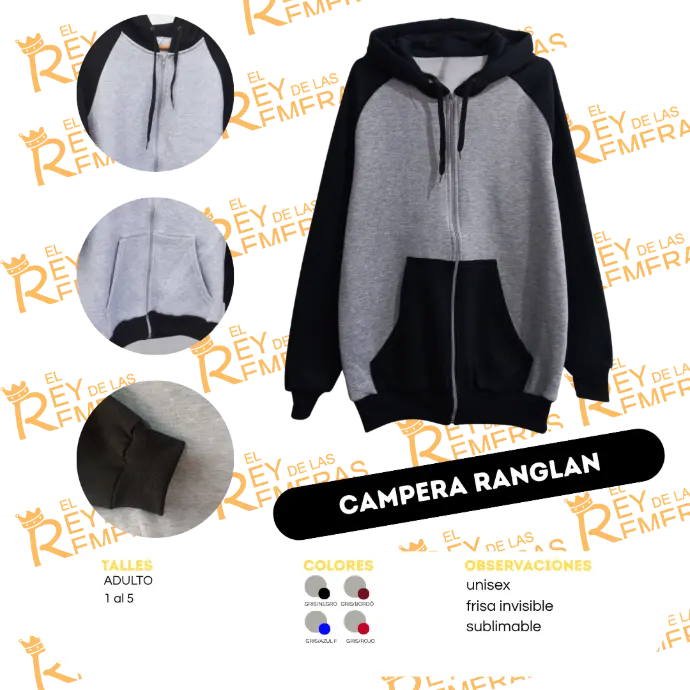 Campera Ranglan Adulto Frisa Sublimable