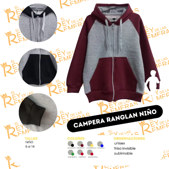 Campera Ranglan Niño Frisa Sublimable