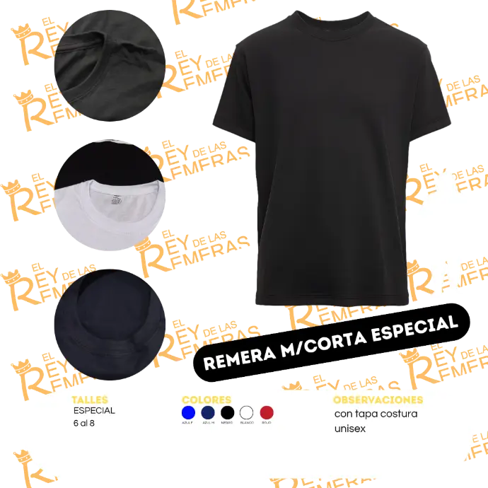 [ABIAA] Remeras Adulto Especial Algodón Peinado c/tapa costura