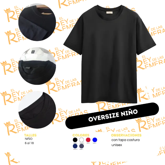 [ABGAA] Remeras Oversize Niños Algodón Peinado c/tapa costura