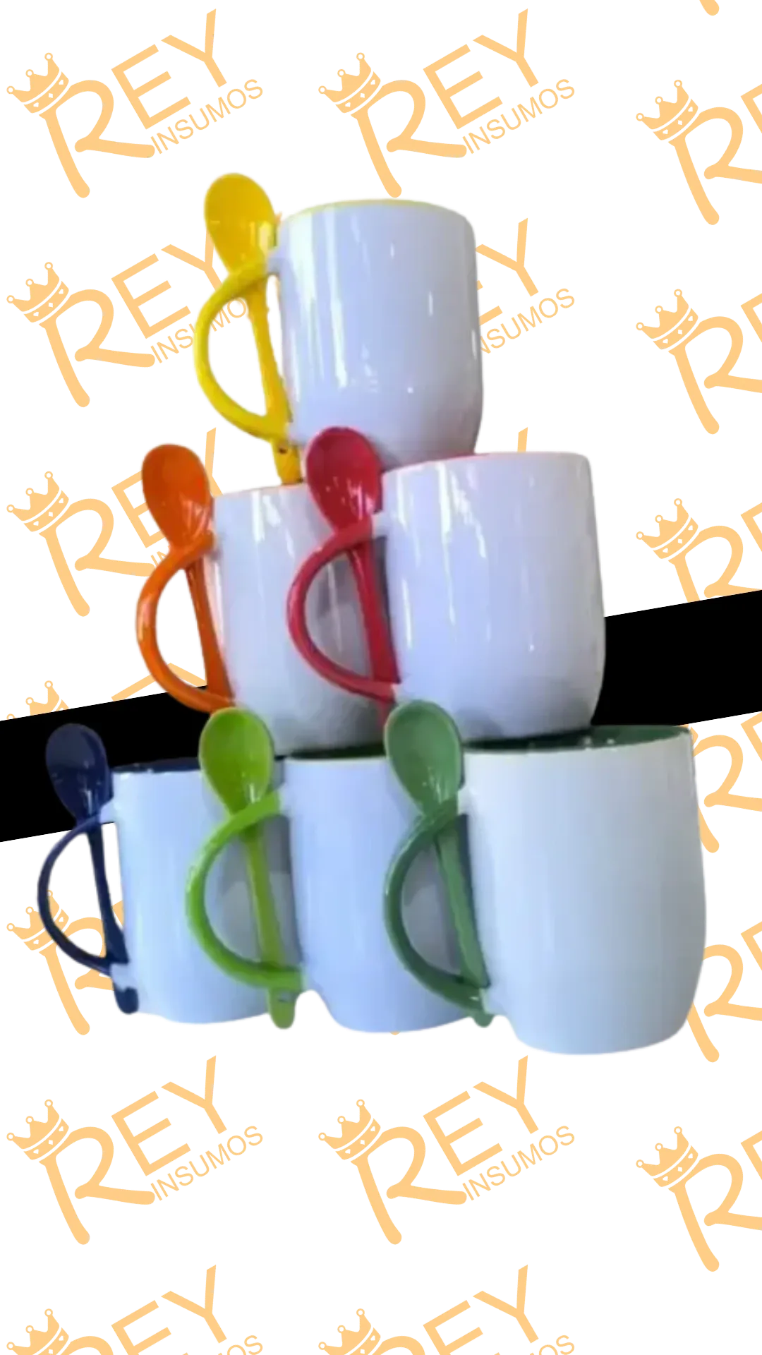 Taza con cuchara e interior de color