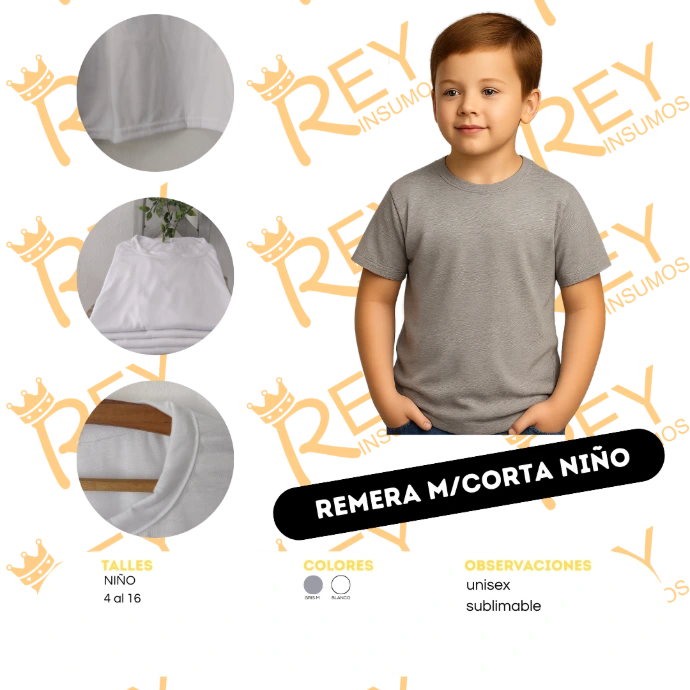 [ACAAA] Remeras Niños Spum (Gris, 4)