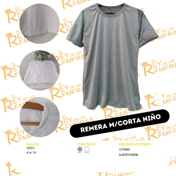 [ACAAA] Remeras Niños Spum (Gris, 4)