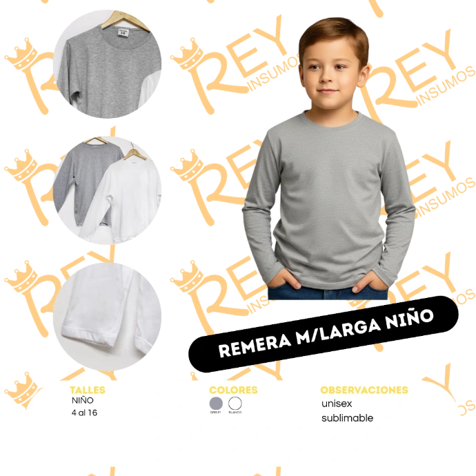 [ACBAA] Remeras m/ largas Niños Spum (4, Gris)