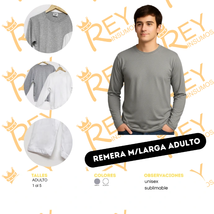 [ACDAA] Remeras m/ largas Adulto Spum (S (1), Gris)