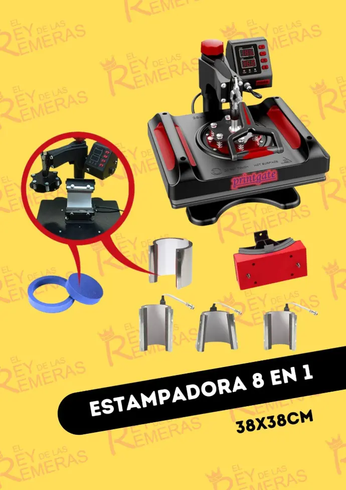 8 EN 1 Estampadora Sublimadora Multifunción (38x38cm) 