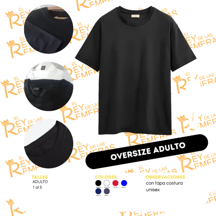 [ABJAA] Remeras Oversize Adulto Algodón Peinado c/tapa costura (S, Blanco)