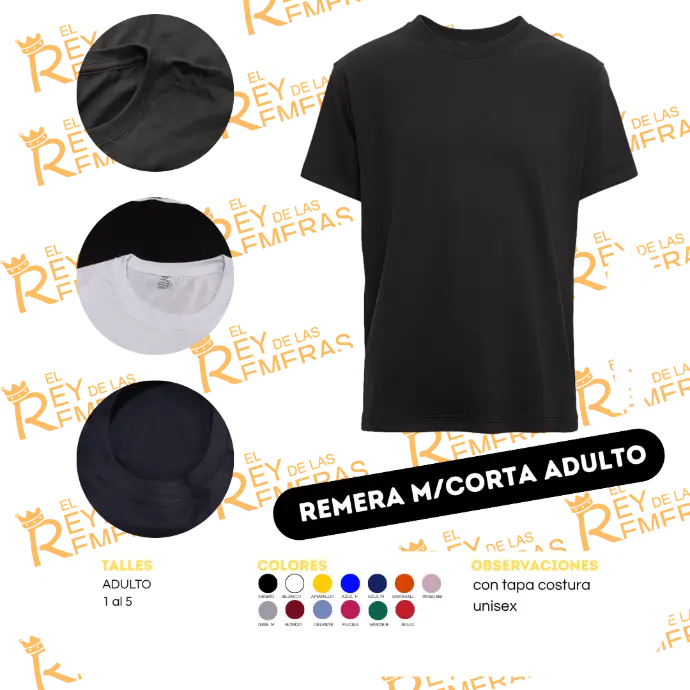 [ABHAA] Remeras Adulto Algodón Peinado c/tapa costura (S, Blanco)
