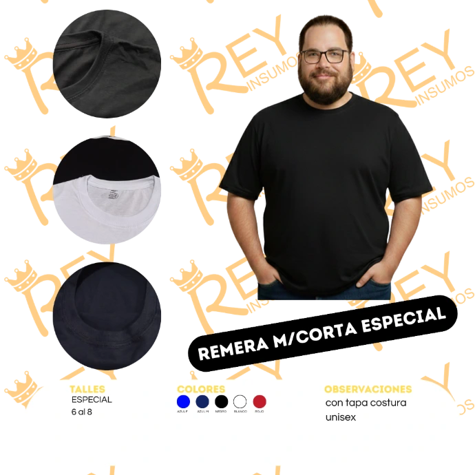 Remeras Adulto Especial Algodón Peinado c/tapa costura